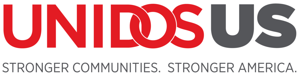 Unidos US Logo, red and gray title text.